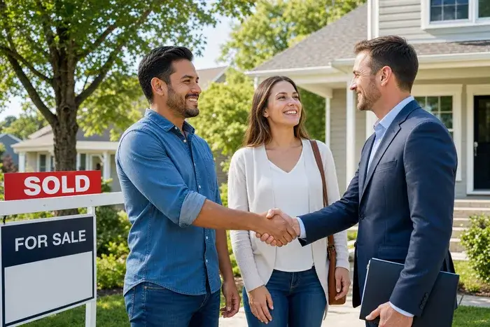 Family celebrating a successful NC home sale